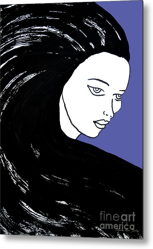 Masartstudio Metal Print featuring the painting Majestic Lady J0715F J0715F Marina Blue Pastel Painting 17-4041 4f84c4 585fa8 by Mas Art Studio