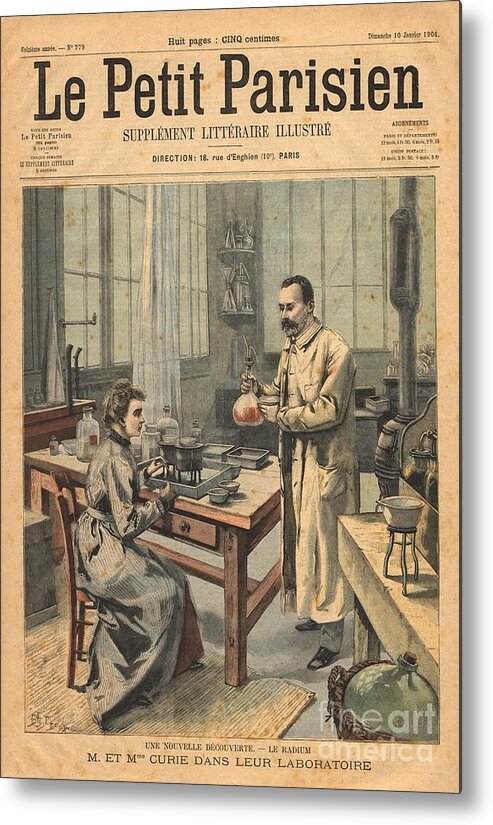 Science Metal Print featuring the photograph Marie And Pierre Curie In Laboratory by Science Source