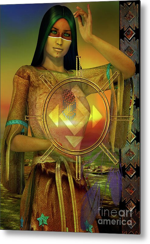 Medicine Woman Metal Print featuring the digital art Medicine Woman by Shadowlea Is