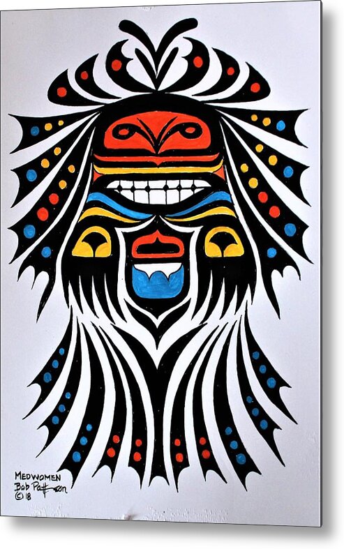 Native Art Metal Print featuring the painting Medicine Women by Bob Patterson