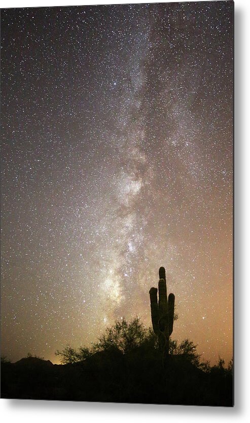 Cactus Metal Print featuring the photograph Milky Way and Saguaro Cactus by Jean Clark