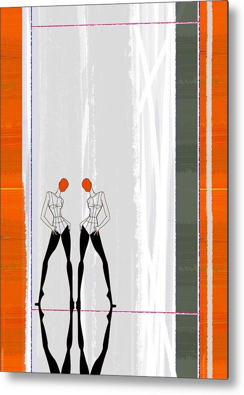 Fashion Metal Print featuring the painting Mirror Reflections by Naxart Studio