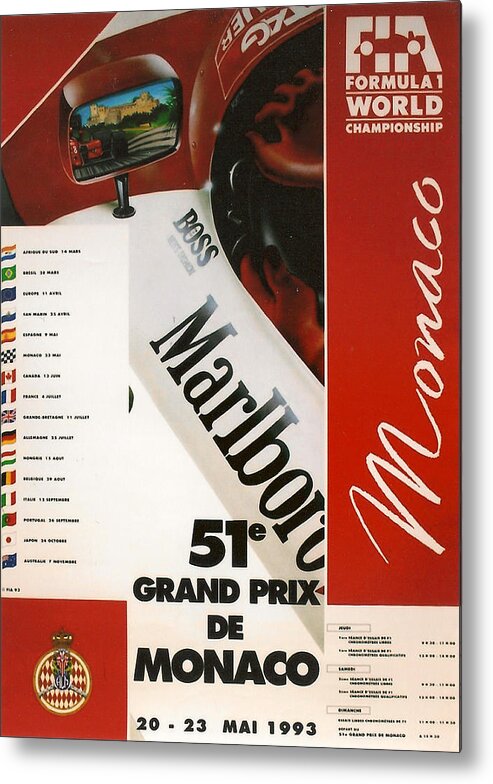 Monaco Grand Prix Metal Print featuring the digital art Monaco F1 1993 by Georgia Fowler