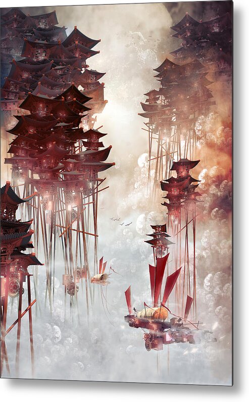 Landscape Metal Print featuring the digital art Moon Palace by Te Hu