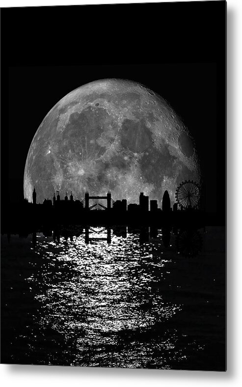 Moon Metal Print featuring the photograph Moonlight London Skyline by Mark Rogan