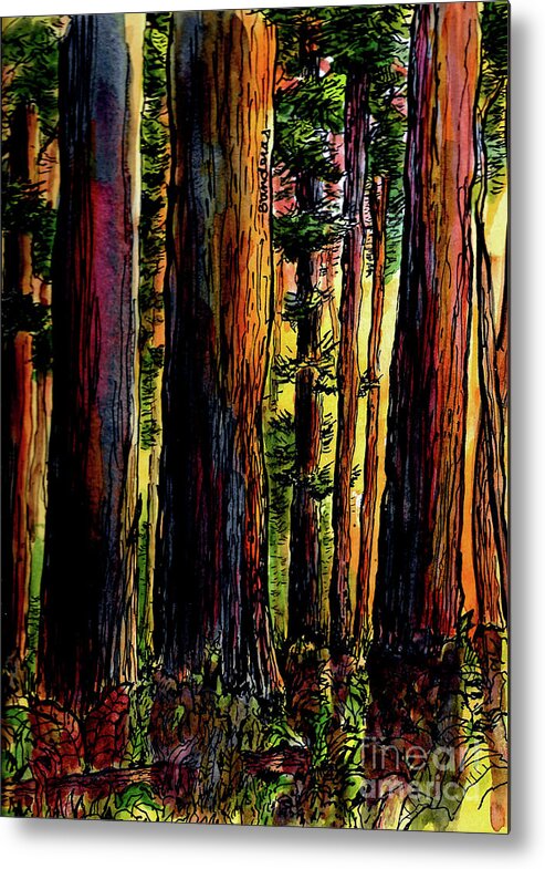 Trees Metal Print featuring the painting Morning Trees by Terry Banderas