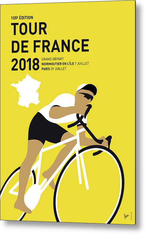 2018 Metal Print featuring the digital art My Tour De France Minimal Poster 2018 by Chungkong Art