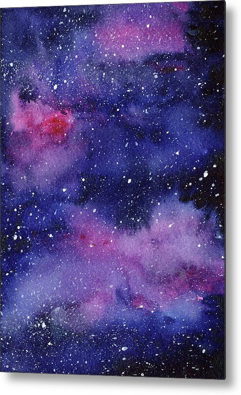 Nebula Metal Print featuring the painting Nebula Watercolor Galaxy by Olga Shvartsur