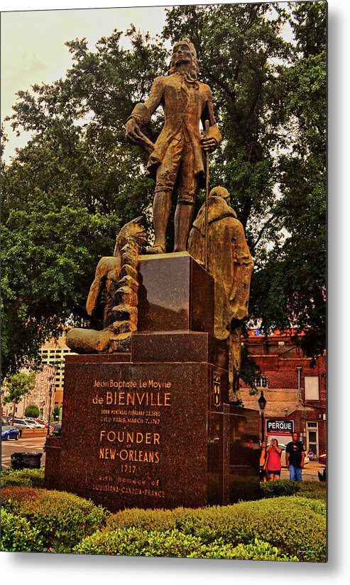 Statue Metal Print featuring the photograph New Orleans Founder Statue 002 by George Bostian