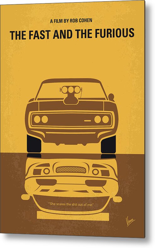 Fast Metal Print featuring the digital art No207 My The Fast and the Furious minimal movie poster by Chungkong Art