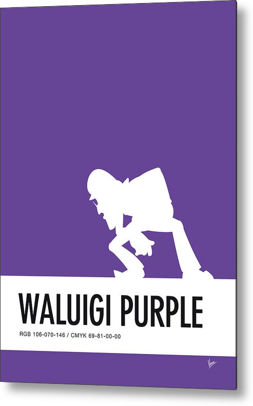 Mario Metal Print featuring the digital art No42 My Minimal Color Code poster Waluigi by Chungkong Art