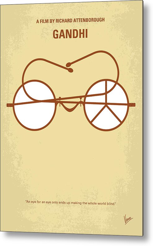 Gandhi Metal Print featuring the digital art No543 My Gandhi minimal movie poster by Chungkong Art