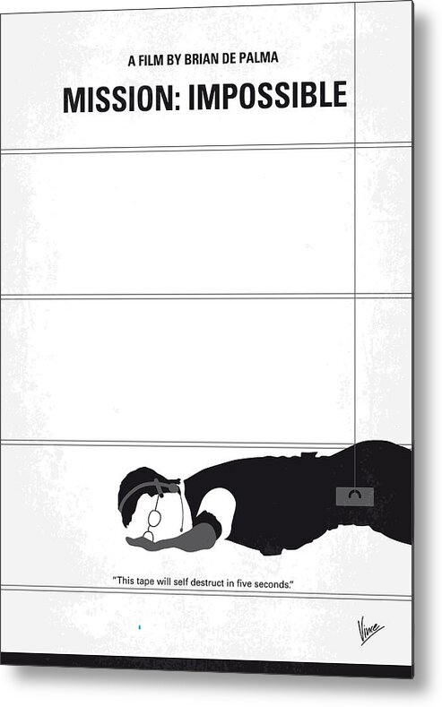 Mission Metal Print featuring the digital art No583 My Mission Impossible minimal movie poster by Chungkong Art