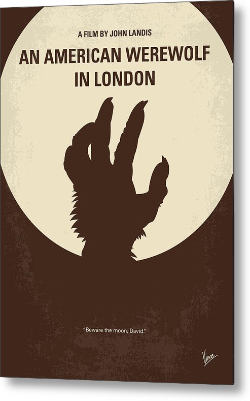 American Werewolf In London Metal Print featuring the digital art No593 My American werewolf in London minimal movie poster by Chungkong Art