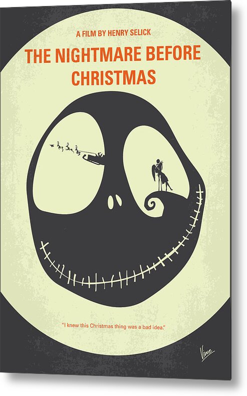 The Metal Print featuring the digital art No712 My The Nightmare Before Christmas minimal movie poster by Chungkong Art
