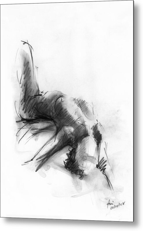 Nude Metal Print featuring the drawing Nude 4 by Ani Gallery