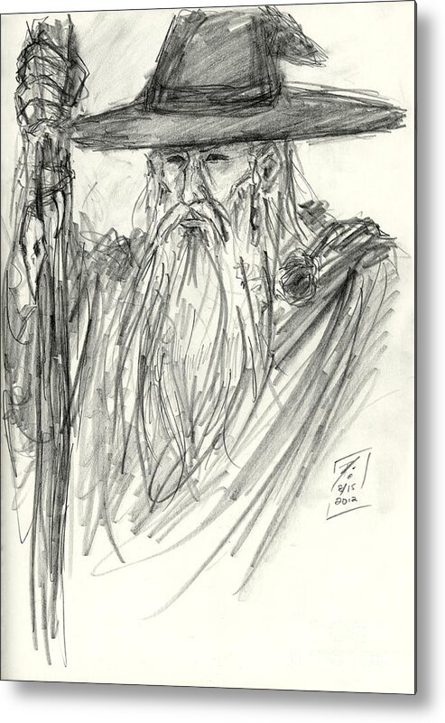 Sketch Metal Print featuring the drawing Odin All-father by Brandy Woods