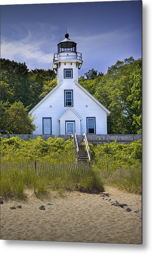 Lighthouse Metal Print featuring the photograph Old Mission Point Lighthouse in Grand Traverse Bay Michigan Number 2 by Randall Nyhof