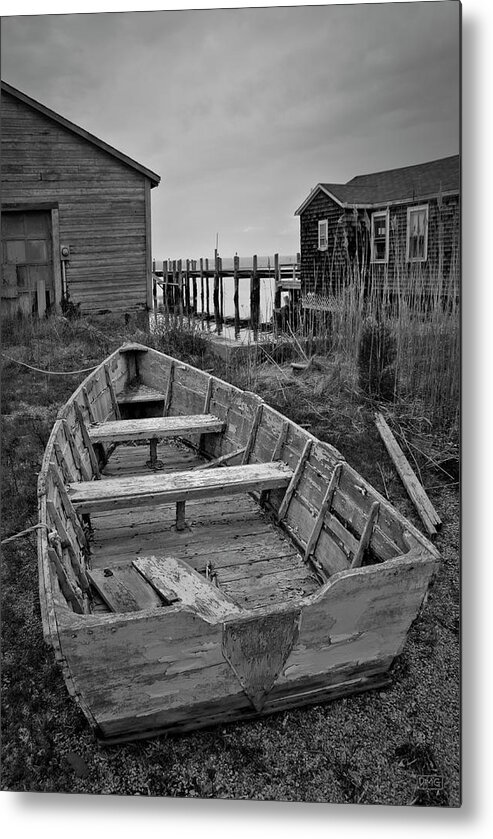 Old Metal Print featuring the photograph Old Wooden Boat BW by David Gordon