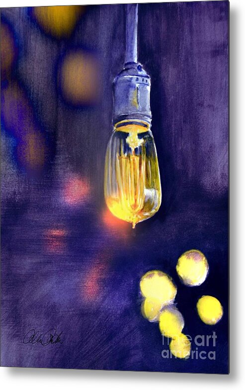 Light Metal Print featuring the painting One Light 2 by Allison Ashton