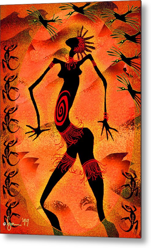 Land Of Ammaze Metal Print featuring the painting OOOOOOh the FIRE in Me by Angela Treat Lyon