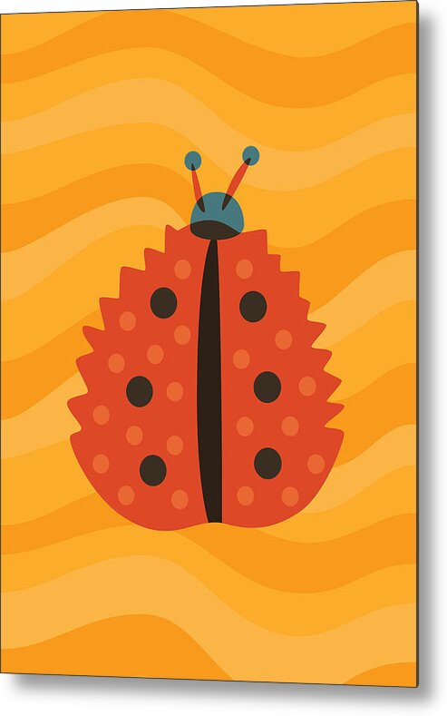 Mimicry Metal Print featuring the digital art Orange Ladybug Masked As Autumn Leaf by Boriana Giormova