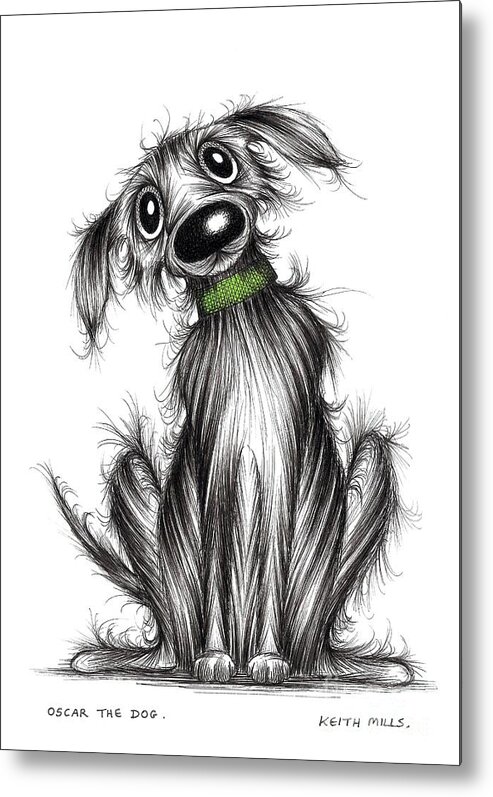 Oscar Metal Print featuring the drawing Oscar the dog by Keith Mills