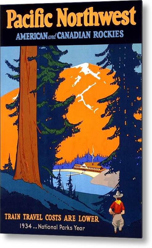 Pacific Northwest Metal Print featuring the painting Pacific Northwest, American and Canadian rockies, National park by Long Shot