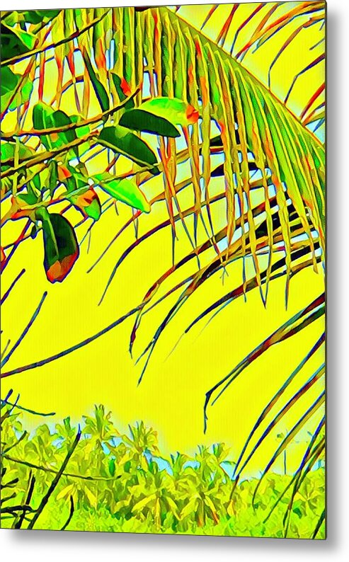 #flowersofaloha #palmfragment #yellow Metal Print featuring the photograph Palm Fragment in Yellow by Joalene Young