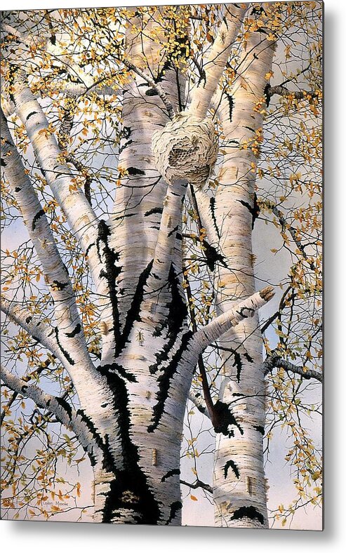 Birch Tree Metal Print featuring the painting Paper-Wasp Nest by Conrad Mieschke