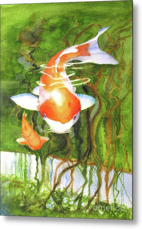 Koi Fish Metal Print featuring the painting Play Koi With Me by Bonnie Rinier