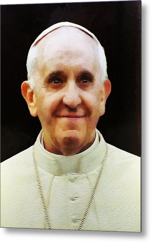Portrait Metal Print featuring the digital art Portrait of Pope Francis I by Charmaine Zoe