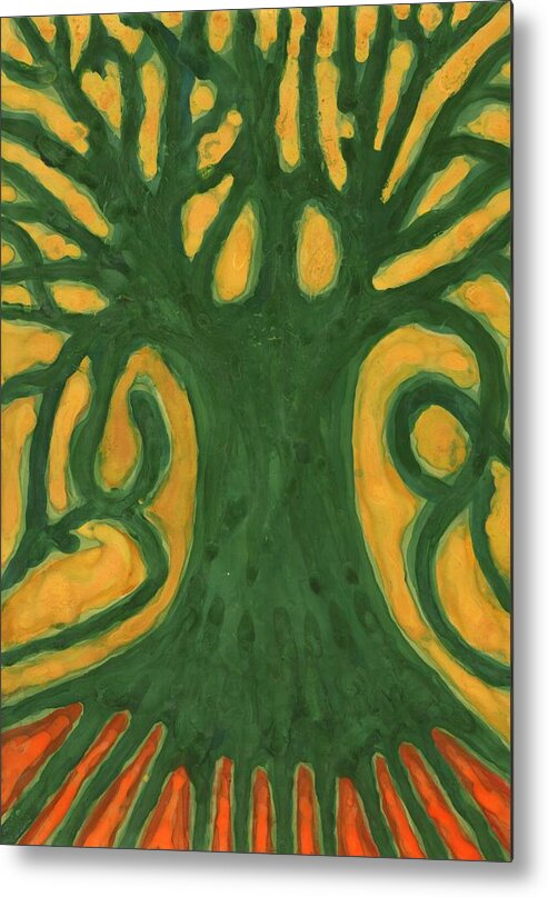 Colour Metal Print featuring the painting Primitive Tree by Wojtek Kowalski