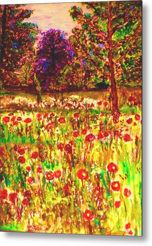 Prince Metal Print featuring the painting Prince of Wales Poppy Fields by Helena Bebirian