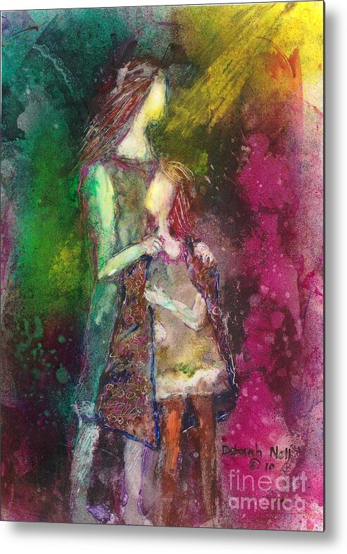 Mother Metal Print featuring the painting Protected by Deborah Nell