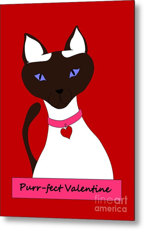 Cat Metal Print featuring the digital art Purr-fect Valentine by Kathi Shotwell