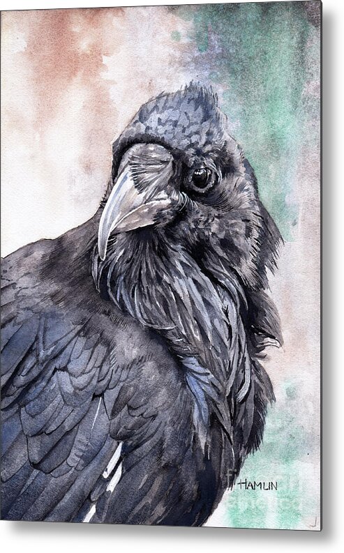 Bird Metal Print featuring the painting Raven Study by Steve Hamlin