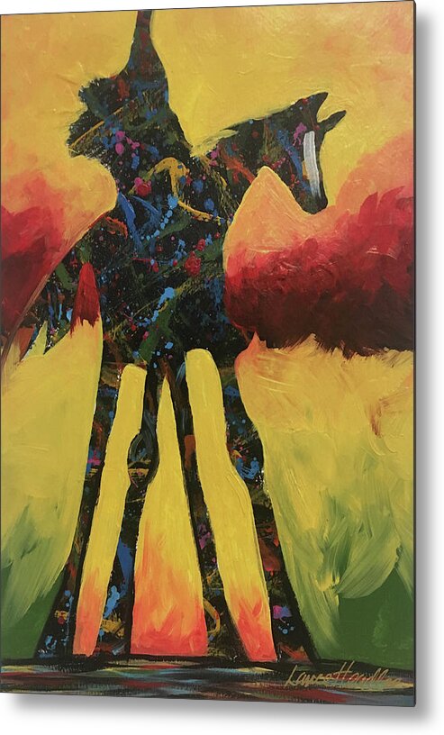 Indians Metal Print featuring the painting Red Canyon Warrior by Lance Headlee