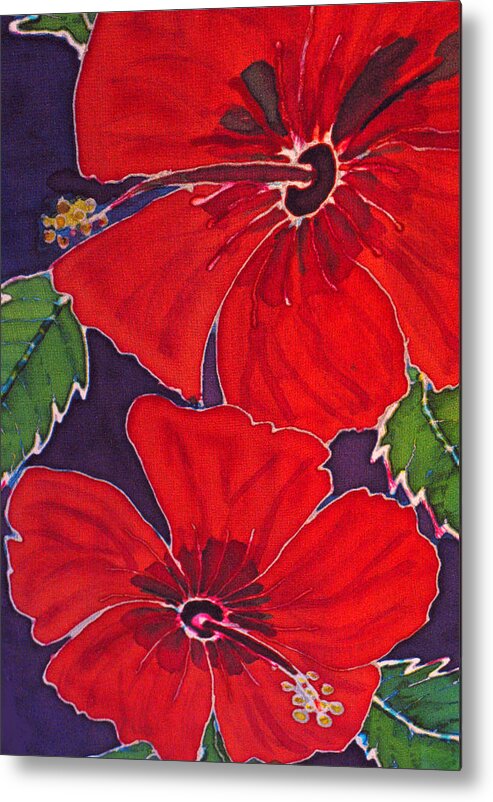  Metal Print featuring the painting Red on Purple by Kelly Smith