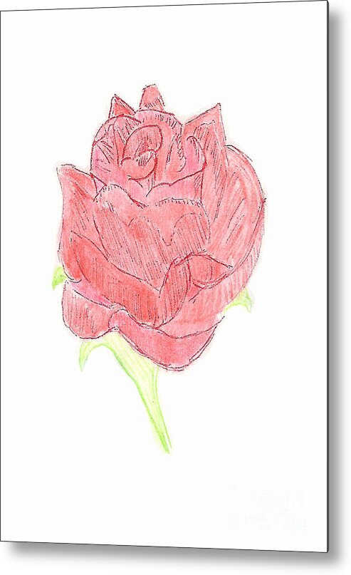 Rose Metal Print featuring the painting Red Rose #3 by Donna L Munro