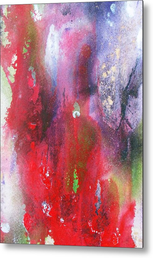 Abstract Metal Print featuring the painting Red Rules by Louise Adams