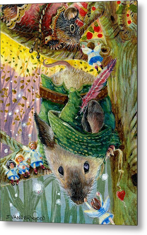 Mice Metal Print featuring the painting Robin Mouse and the Forest Fairies by Jacquelin L Westerman