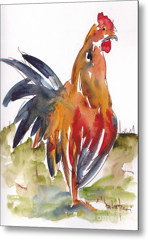 Impressionism Metal Print featuring the painting Rognonas Rooster by Pat Katz