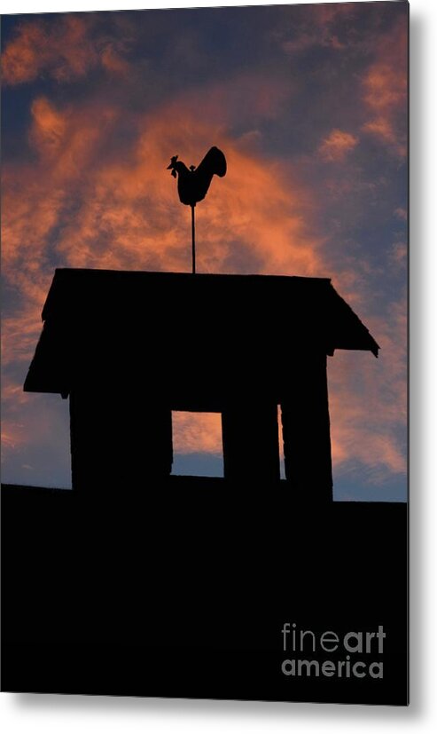 Rooster Metal Print featuring the photograph Rooster Weather Vane Silhouette by Henry Kowalski