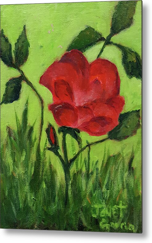 Red Flower Metal Print featuring the painting Rose by Janet Garcia
