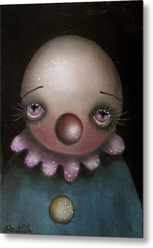 Abril Andrade Griffith Metal Print featuring the painting Sad Clown by Abril Andrade