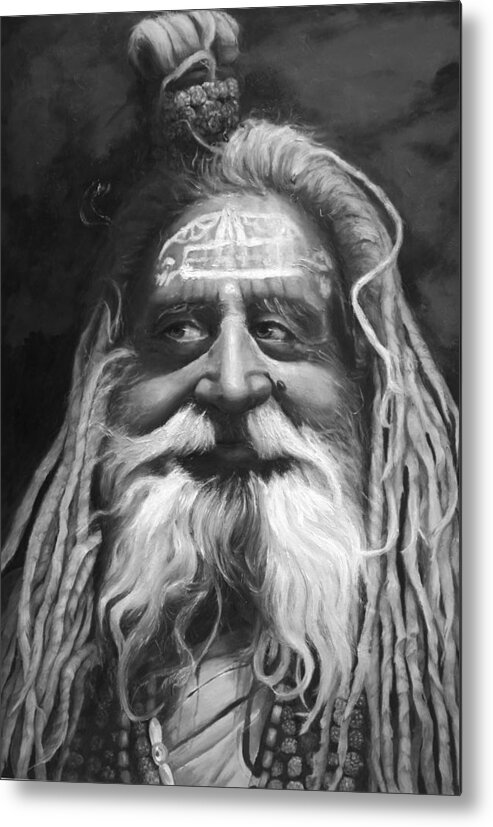 Sadhu Metal Print featuring the painting Sadhu by Portraits By NC