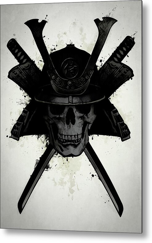 Samurai Metal Print featuring the digital art Samurai Skull by Nicklas Gustafsson