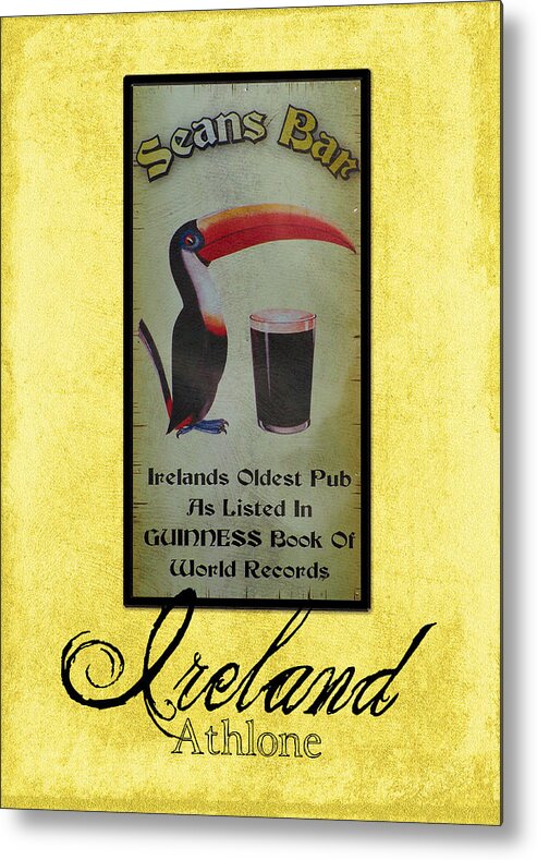 Irish Metal Print featuring the photograph Seans Bar Guinness Pub Sign Athlone Ireland by Teresa Mucha