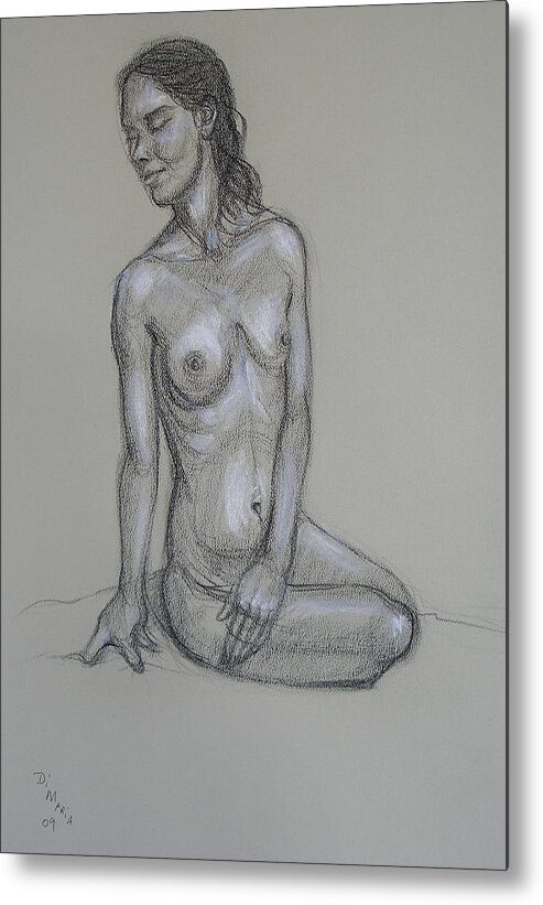 Realism Metal Print featuring the drawing Seated Nude 6 by Donelli DiMaria